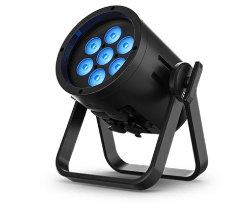 Chauvet WELL POD 2 left side battery powered lighting rental with yoke mount