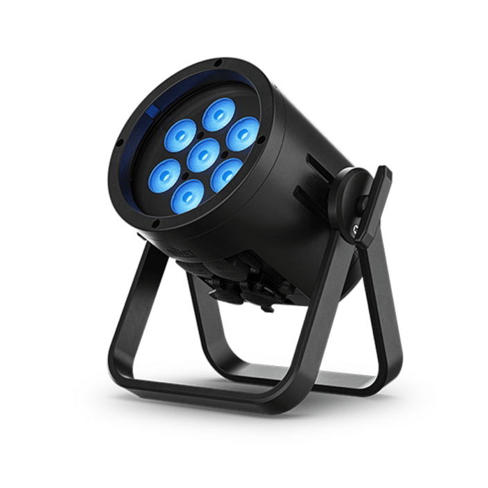Chauvet WELL POD 2 left side battery powered lighting rental with yoke mount