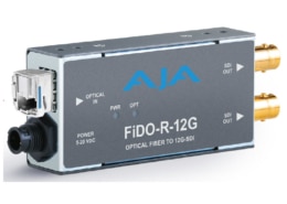 AJA FiDO-R-12G-ST Fiber to 12G-SDI Converter rental for long-distance 12G-SDI video transmission