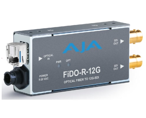 AJA FiDO-R-12G-ST Fiber to 12G-SDI Converter Rental AJA FiDO-R-12G-ST Fiber to 12G-SDI Converter rental for long-distance 12G-SDI video transmission